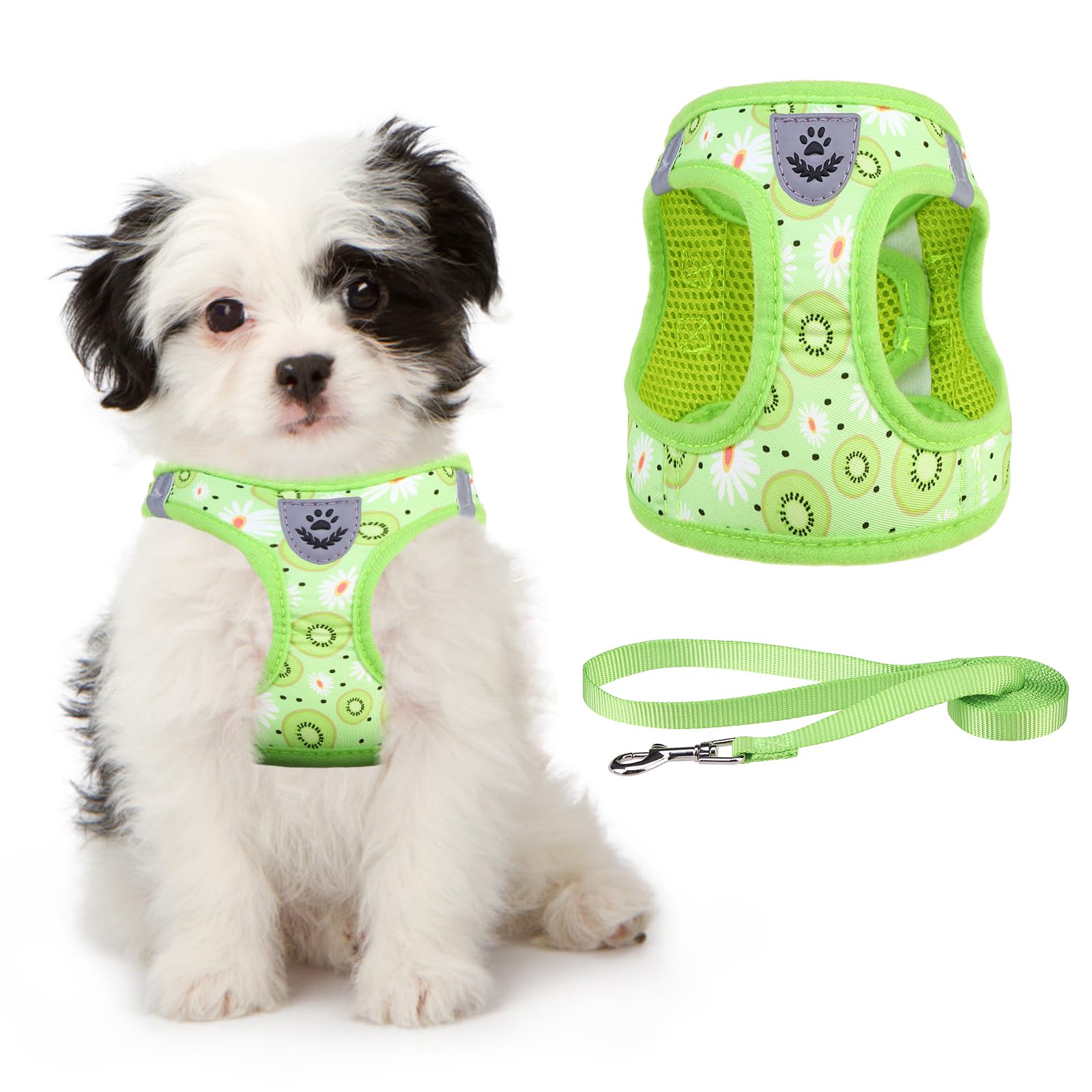 KOOLTAIL Dog Harness and Leash Set for Small Medium Dogs, Step in No Pull Soft Mesh Dog Harness Comfort Padded Pet Vest, Adjustable Reflective Easy