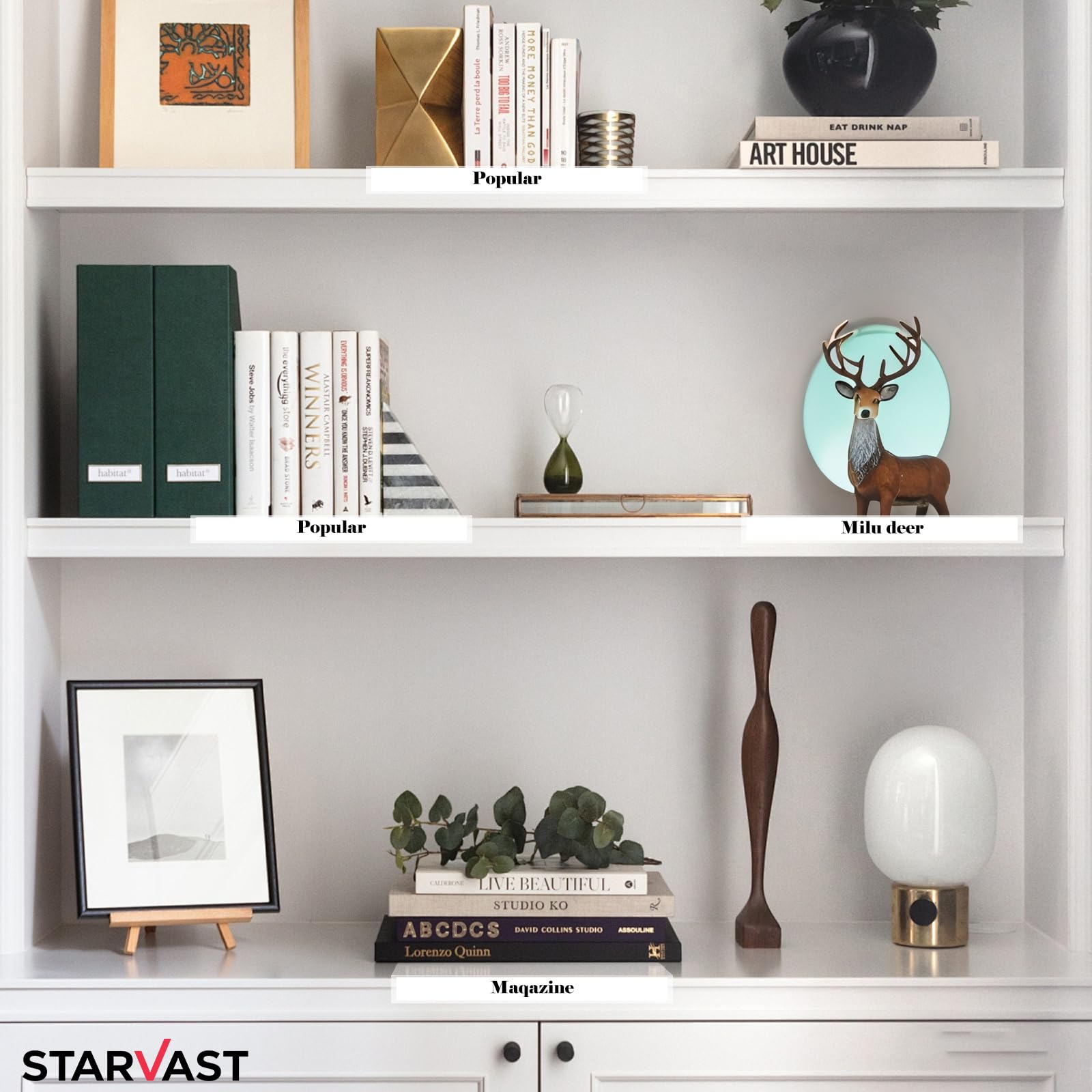 STARVAST 45 Stück Regal Etikettenhalter, Bücherregal Zubehör für Regalbeschriftung, Transparente Etikettenhalter zum Klemmen für Bibliothek, Büro & Lager (20 x 13 cm)