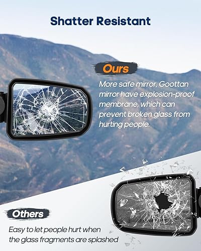 Miniatura 2 de Goottan UTV - Espejos laterales ajustables con parabrisas para jaula antivuelco de 1.75 pulgadas, compatible con Polaris RZR 1000 S 900 XP 1000