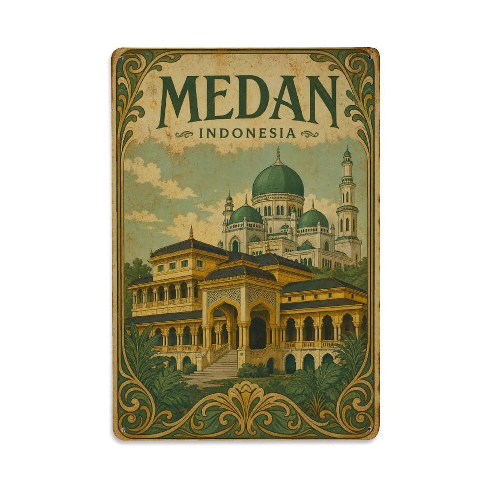 Metal Tin Sign Vintage Travel Indonesia Medan