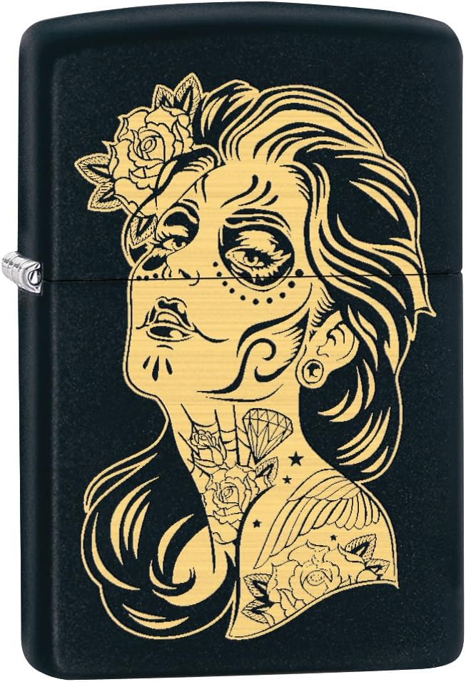 Zippo Lighter: Day of The Dead Girl, Engraved - Black Matte 79494