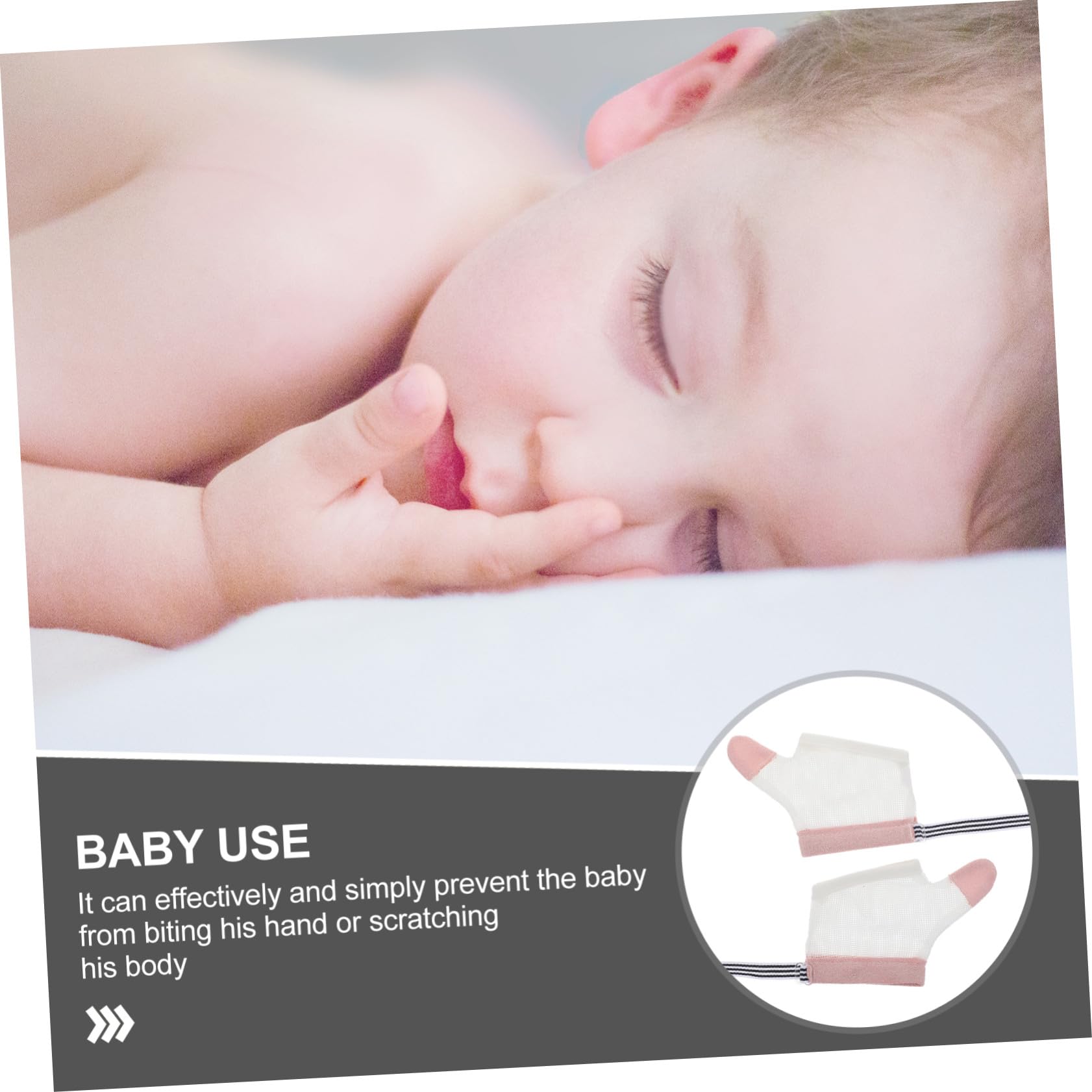 Babyhandschuhe gegen Daumenlutschen, 2 Paar, Nylon, Weiß