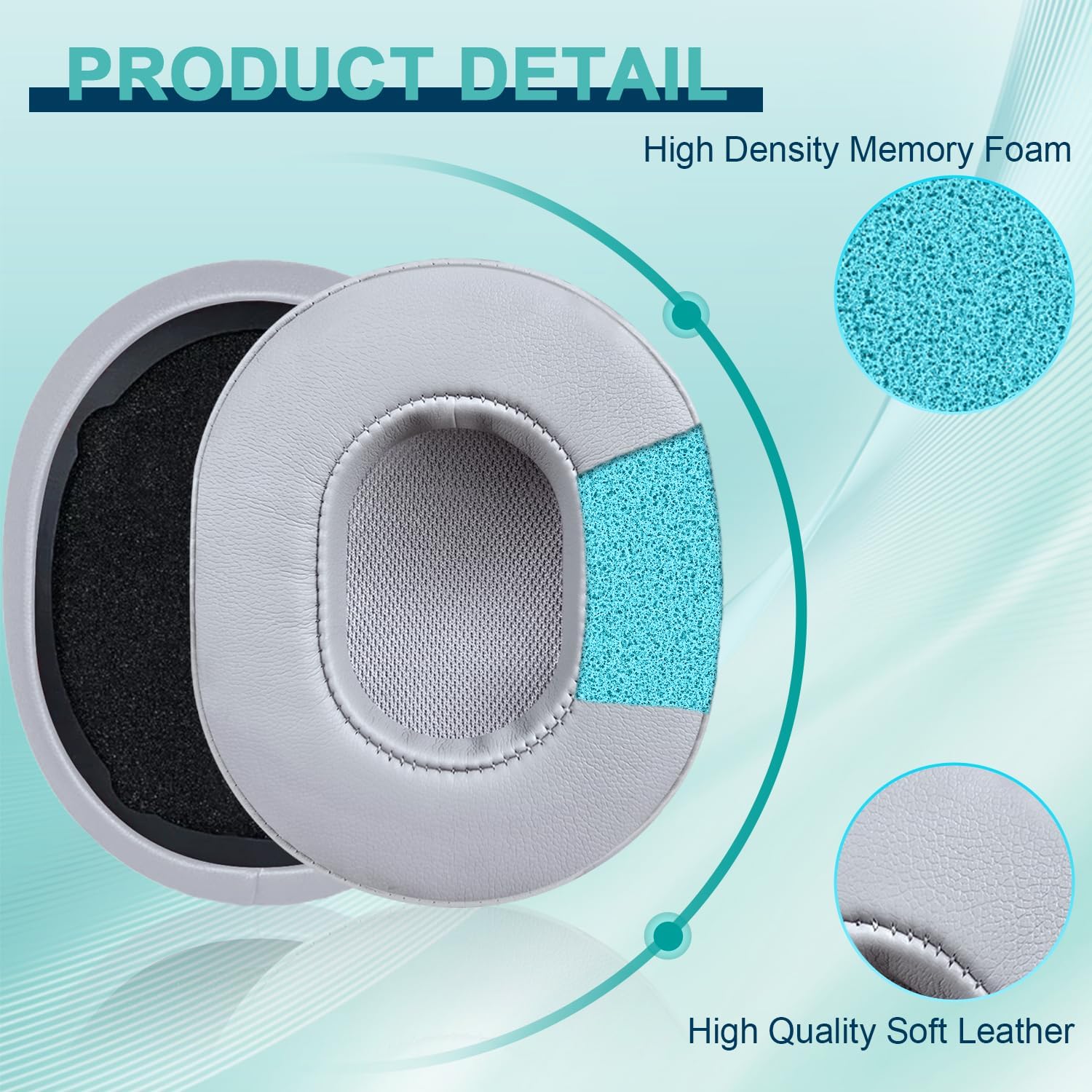 Replacement Ear Pads for Skullcandy Crusher Wireless/Evo/ANC Hesh 3/EVO/ANC, Headphones Ear Cushions, Headset Earpads, Ear Cups Cover (Grey) - Image 4