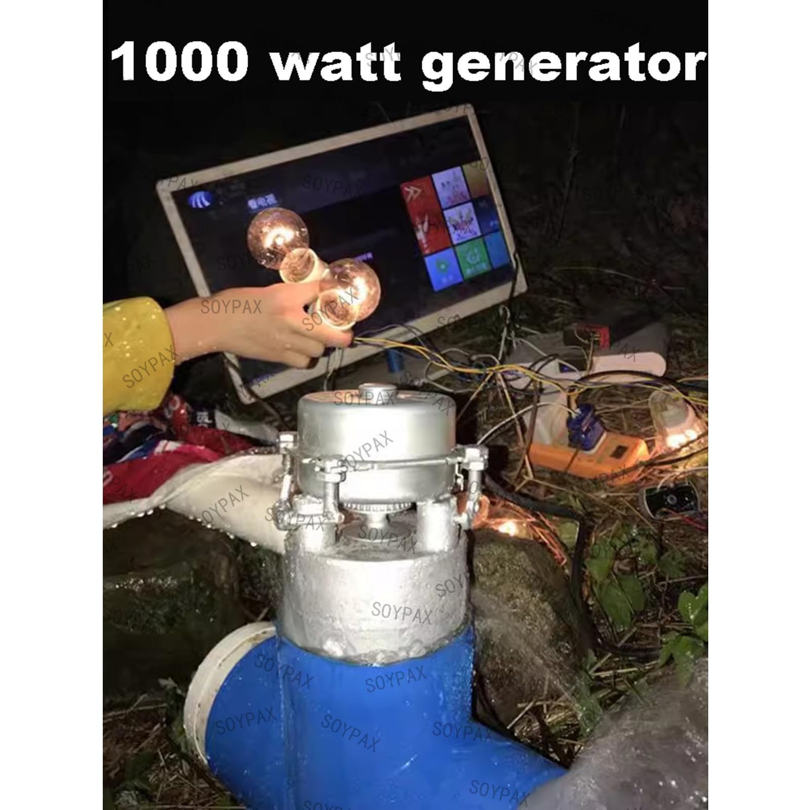 Generador hidroeléctrico en miniatura, generación de energía de flujo de agua de 1000 W y 220 V para aplicaciones de campo y áreas remotas