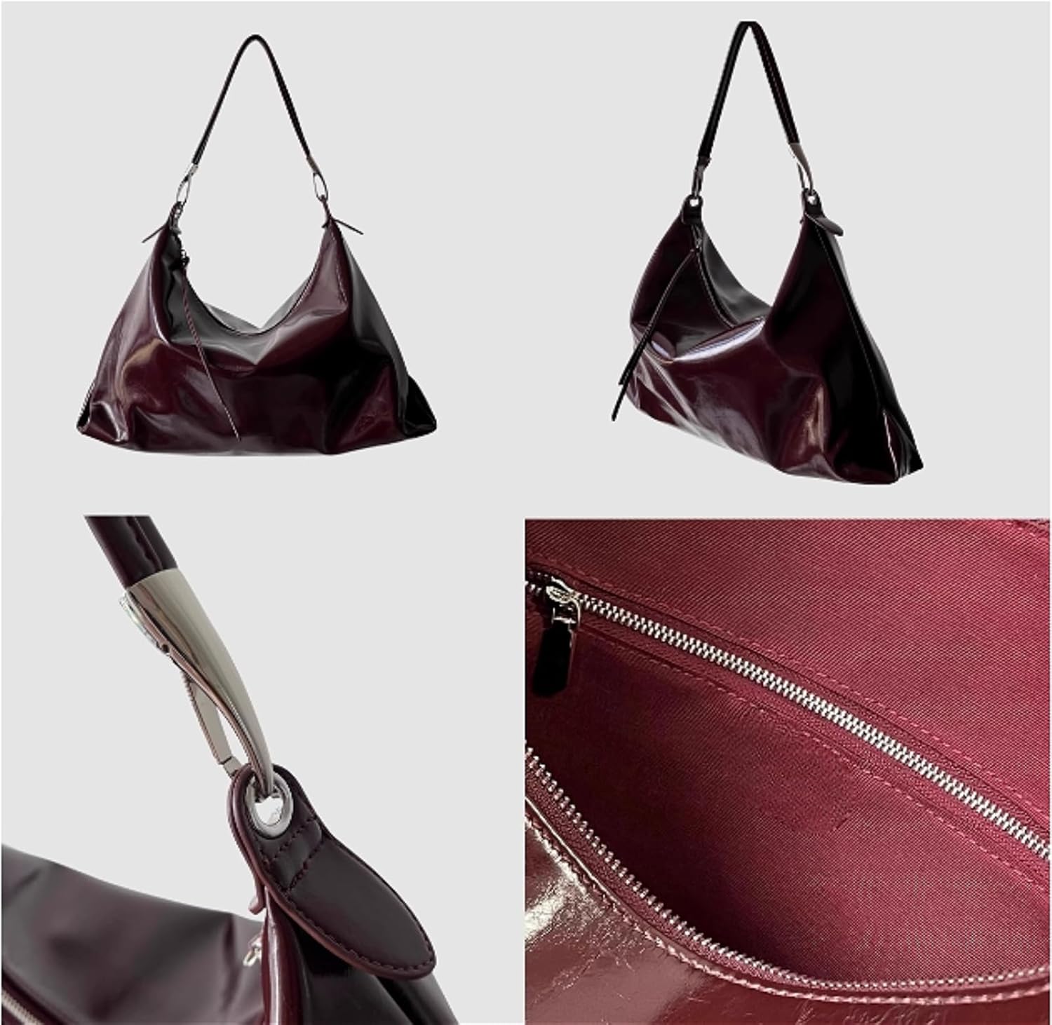 Burgundy Purse Large Tote Bags for Women Hobo Bag Vegan Leather Tote Bag Aesthetics Bag - Image 5