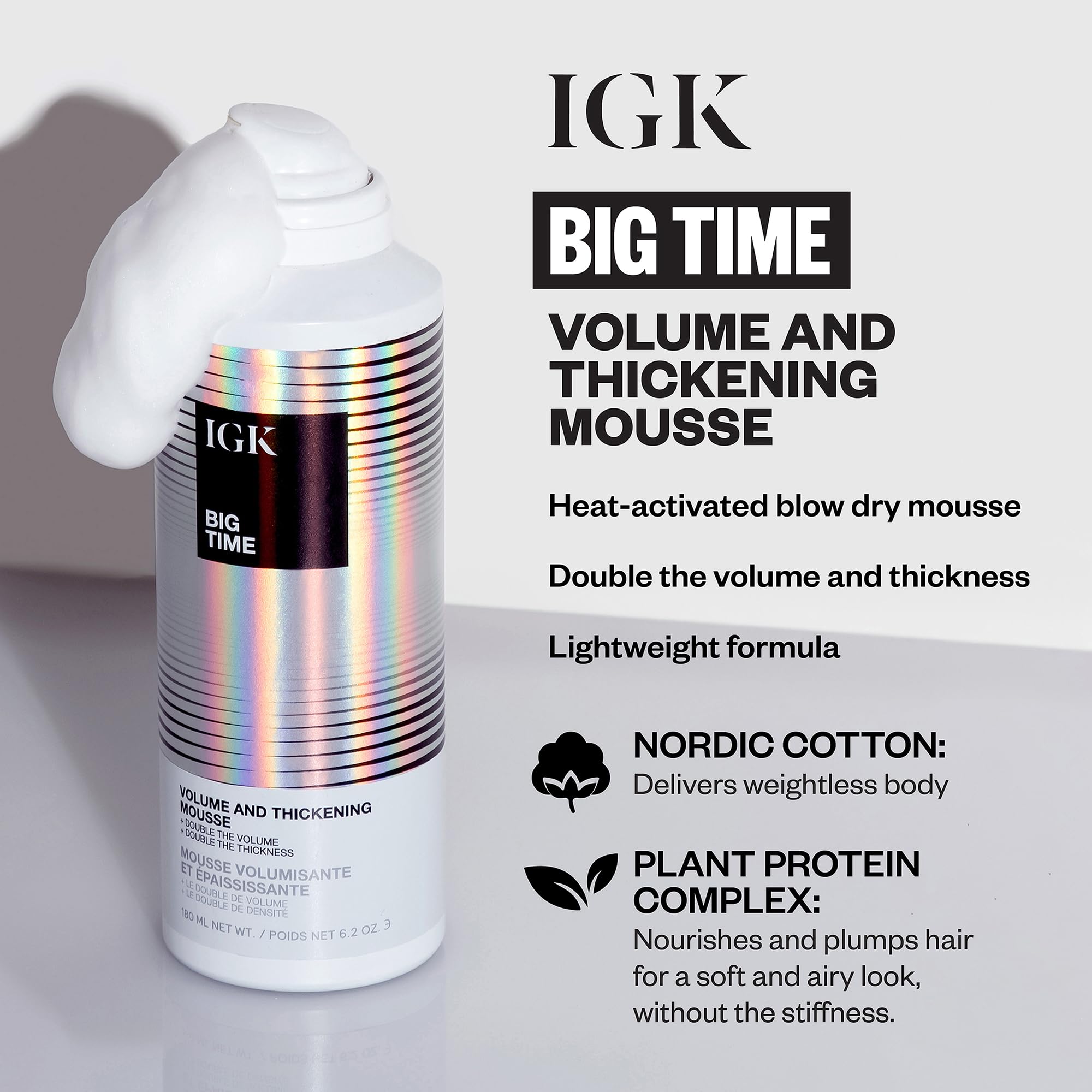 IGK Volume Kit Holiday 2025 – 4-Piece Volumizing Hair Set with NO LIMIT Dry Volume Spray, BODY LANGUAGE Rice Water Mist, PICK ME UP Root Spray & BIG TIME Volume + Thickening Mousse – Full Size