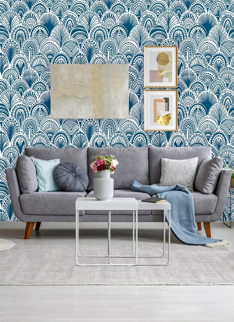 Removable Wallpaper | Peel and Stick Geometric Wallpaper | Self Adhesive Classic Vintage Wallpaper | Ornamental Wallpaper (24"W x 60"H Inches)