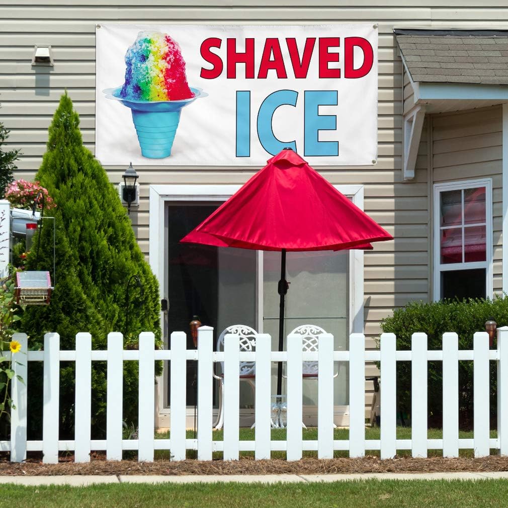 Vinyl Banner Multiple Sizes Shaved Ice #2 Outdoor Advertising Printing Food Festival Taste of Outdoor Weatherproof Industrial Yard Signs 4 Grommets Design Only 24x36Inches