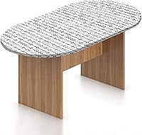 Vista 1 de Mantel ovalado ajustable para mesa de patio, mantel geométrico de poliéster elástico, diseño moderno y monocromático, se adapta a mesas ovaladas
