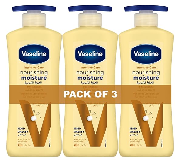 Sponsored Ad – Vaseline Intensive Care Body Lotion, for Dry to Very Dry Skin, Nourishing Moisture, 72hr Moisturising, 3 x 