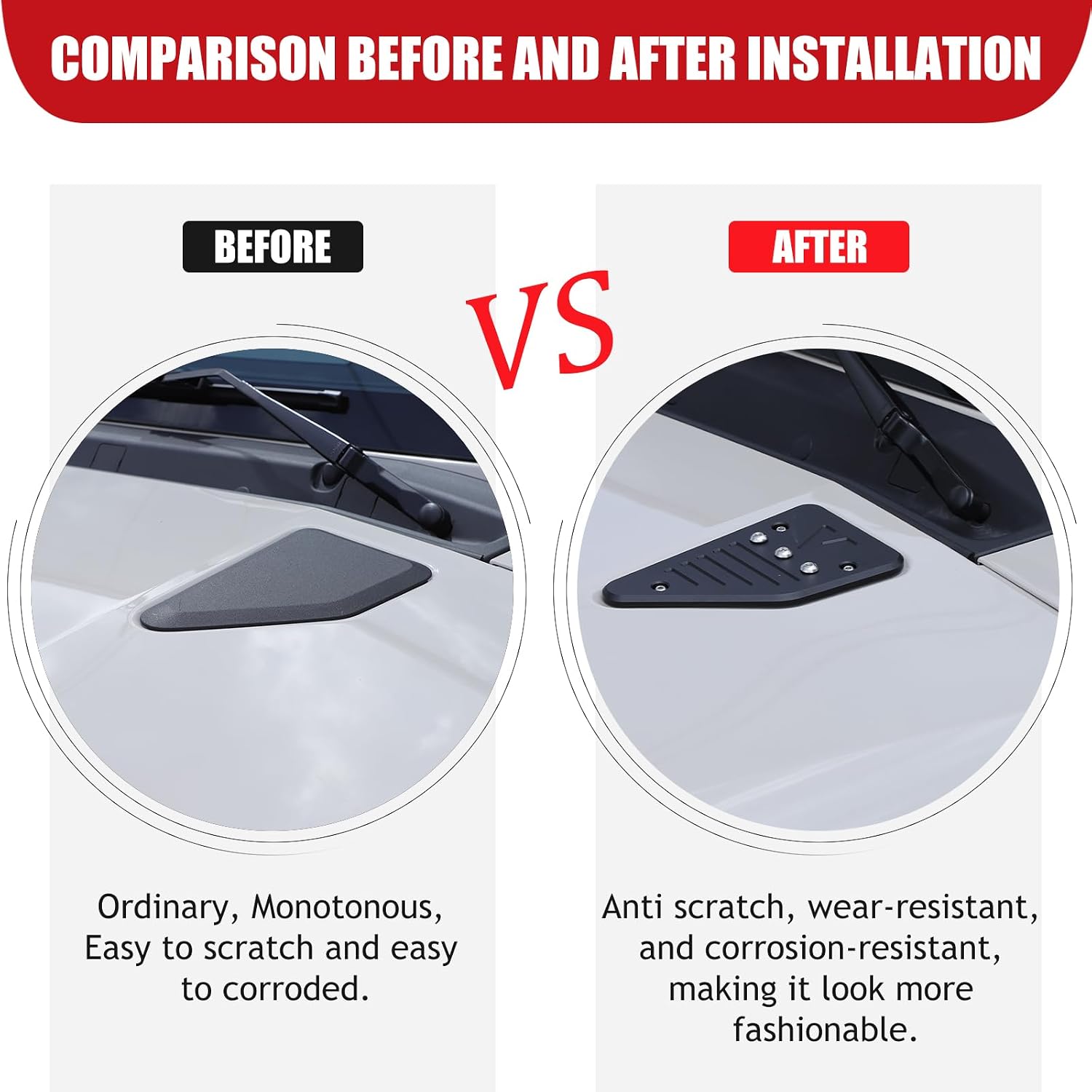 Hood Light Mount Brackets Hood Hinge Trim Cover Replacement Compatible with INEOS Grenadier 2020-2024, Hood Expansion Trim Cover Multi-Function Off-Road Searchlight Bracket (Black)