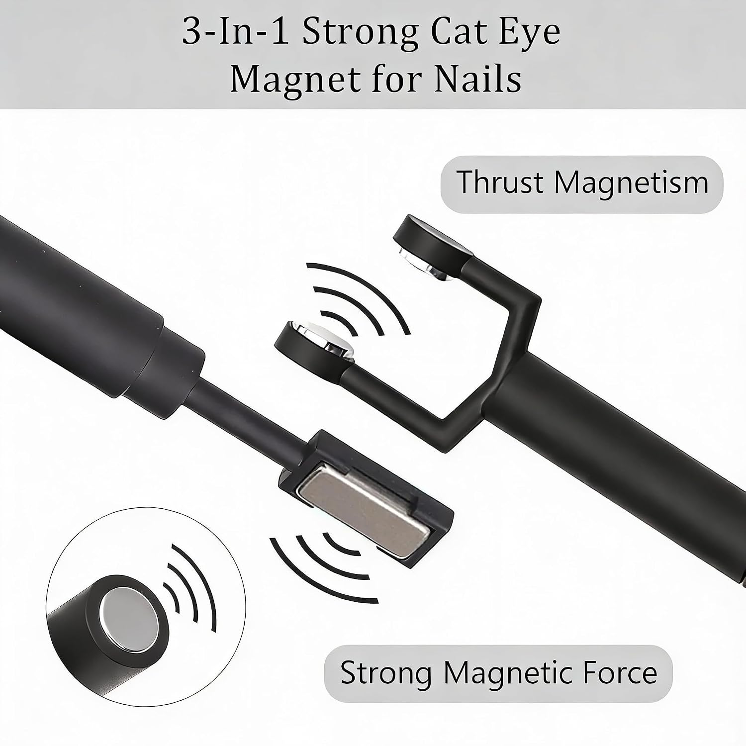 WOKOTO 2 PCS 3 In 1 Cat Eye Nail Magnets For Nail Art Design Tools, Heart, Cylinder Multi-Design Magnet Pen For Nails, Cat Eye Magnets For Cat Eye Magnetic Nails Gel Polish Magnet Wand Tool Set