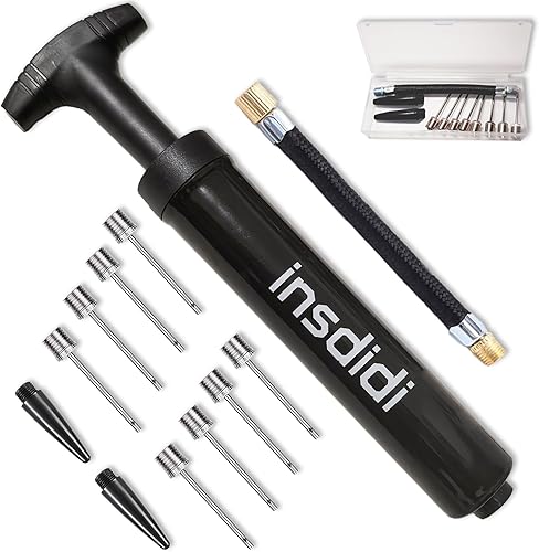 Bomba de bola para pelotas deportivas, bomba de aire portátil con 8 agujas, 2 boquillas, 1 manguera de extensión para baloncesto, fútbol, voleibol,