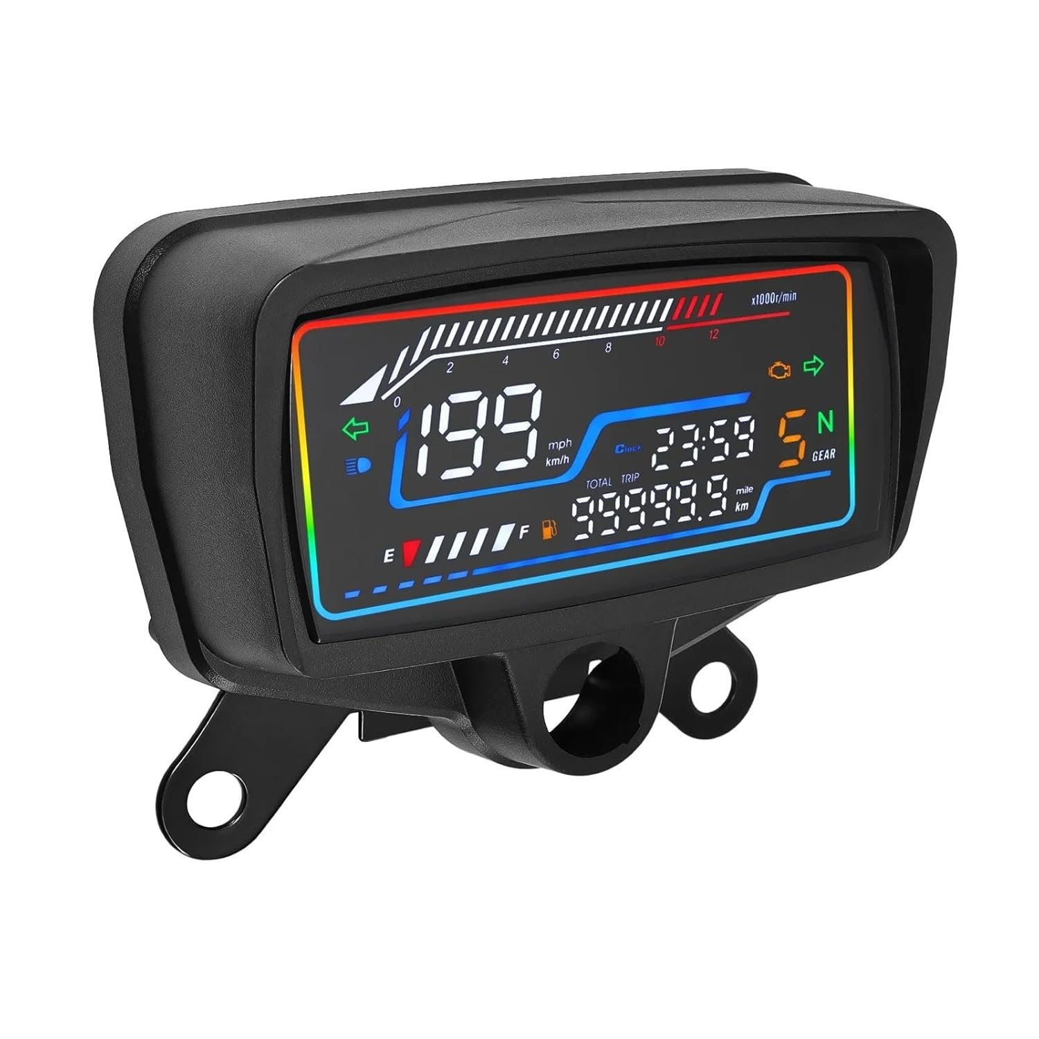 Motorcycle Speedometer Tachometer Digital Meter Speedometer for HO&ND&A CG125 CG150 Motorcycles Tachometer Odometer Gear Clock Dashboard with Key Hole