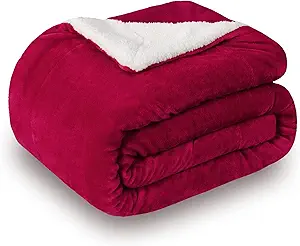 SOCHOW Sherpa Fleece Throw Blanket, Double-Sided Super Soft Luxurious Plush Blanket King Size 90 inchx108 inch, Red