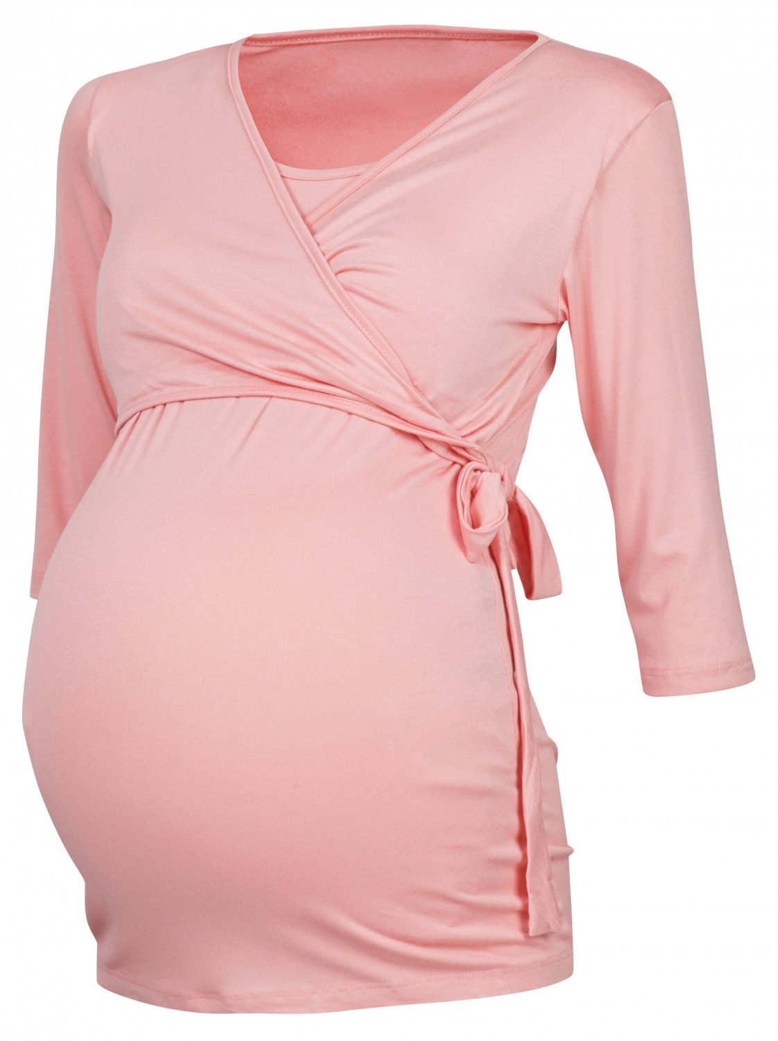 HAPPY MAMA Donna T-Shirt Bolero prémaman per L'Allattamento Camicia Maglia. 458p (Albicocca, IT 40, S)