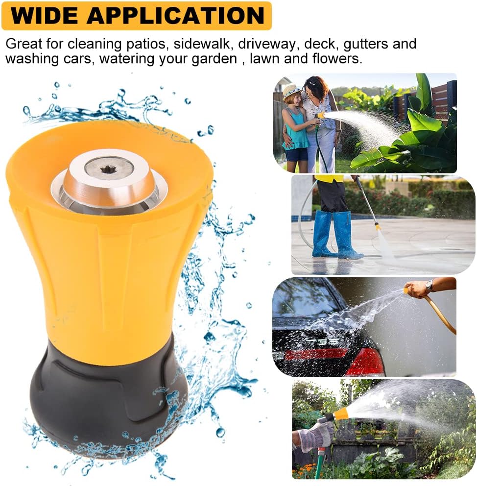 Fireman Hose Nozzle, Yellow Garden Hose Nozzle, High Pressure Sprayer Nozzle for Car Washing, Patio Cleaning, Watering Lawn and Garden, Universal Fit Garden Hoses