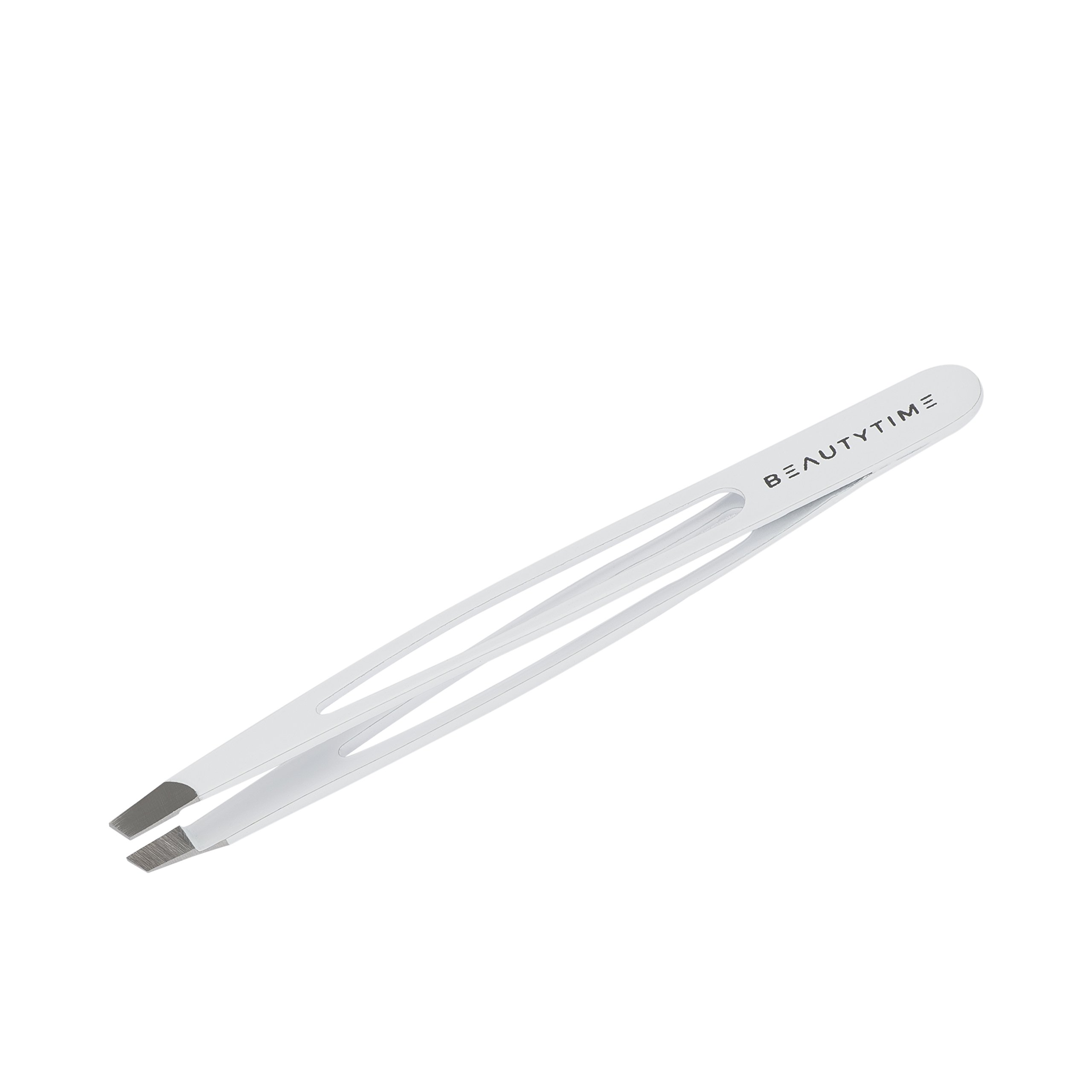 Beautytime Design Slant Tweezers, Stylish and Ergonomic Design, Versatile for Multiple Uses, Tension-Calibrated Grip, White