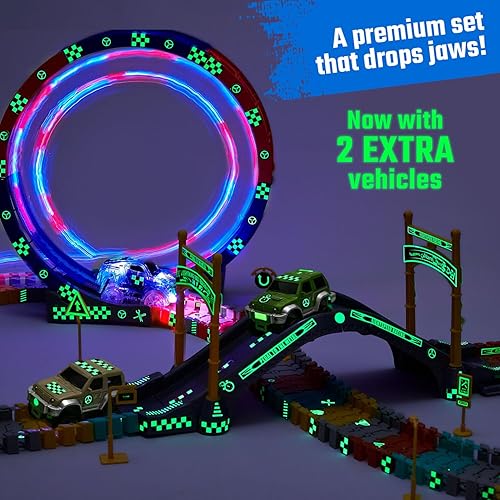Miniatura 2 de JITTERYGIT Paquete de regalo de Navidad con 2 jeeps adicionales, que brilla en la oscuridad, flexible, increíble, juego de carreras de coches,