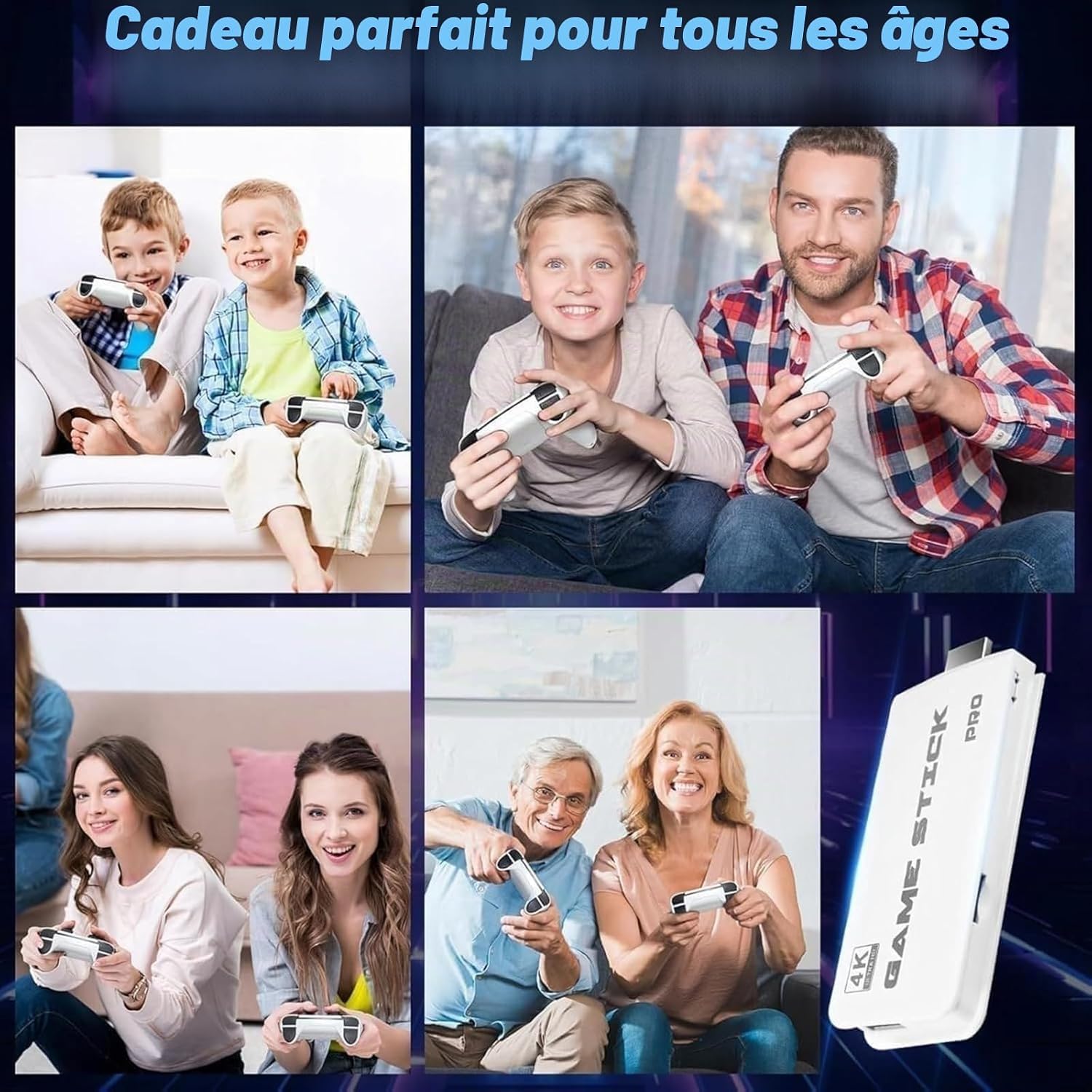 Console de Jeux vidéo 4K Mini avec Deux manettes sans Fil, Connexion HDMI 4K Haute définition à la télévision, Plus de 20 000 Jeux intégrés, Stockage de 64 Go