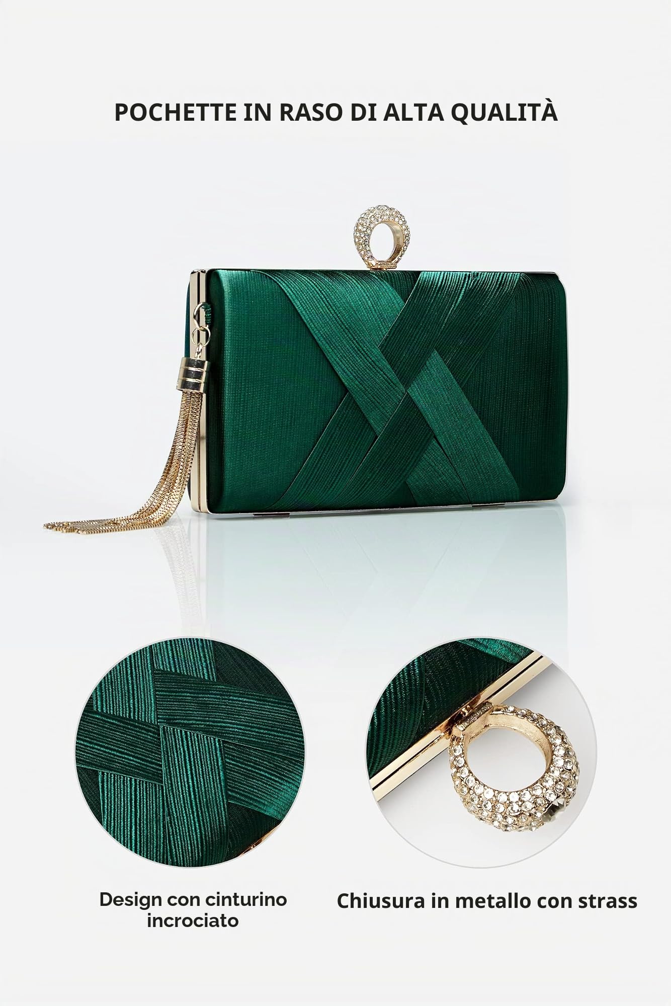 BABEYOND Pochette Donna Elegante in Morbida Pelle Sintetica - Borsa Clutch Piccola da Sera Borsetta Ragazza Borse Eleganti Cerimonia Matrimonio