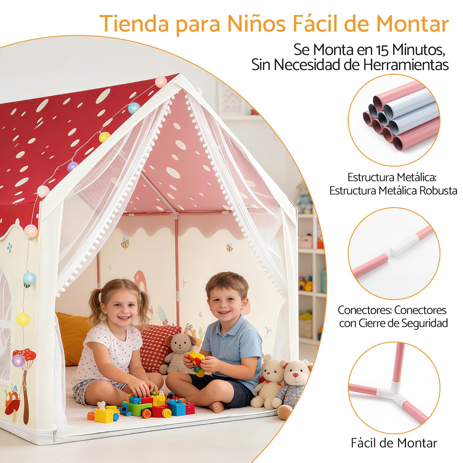 Tienda de Juegos Infantil con Luz LED y Alfombrilla Antideslizante