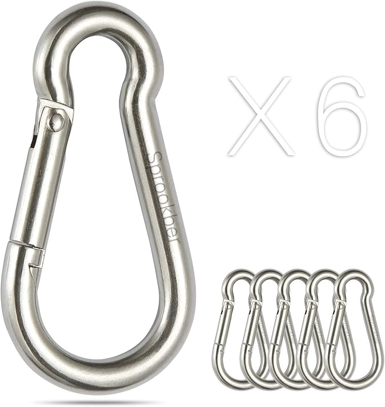 Mosquetón con gancho de resorte de acero inoxidable - Clips Caribeener de acero inoxidable 304, juego de 6
