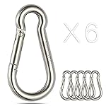 sprookber Stainless Steel Spring Snap Hook Carabiner - 304 Stainless Steel Caribeener Clips, Set of 6
