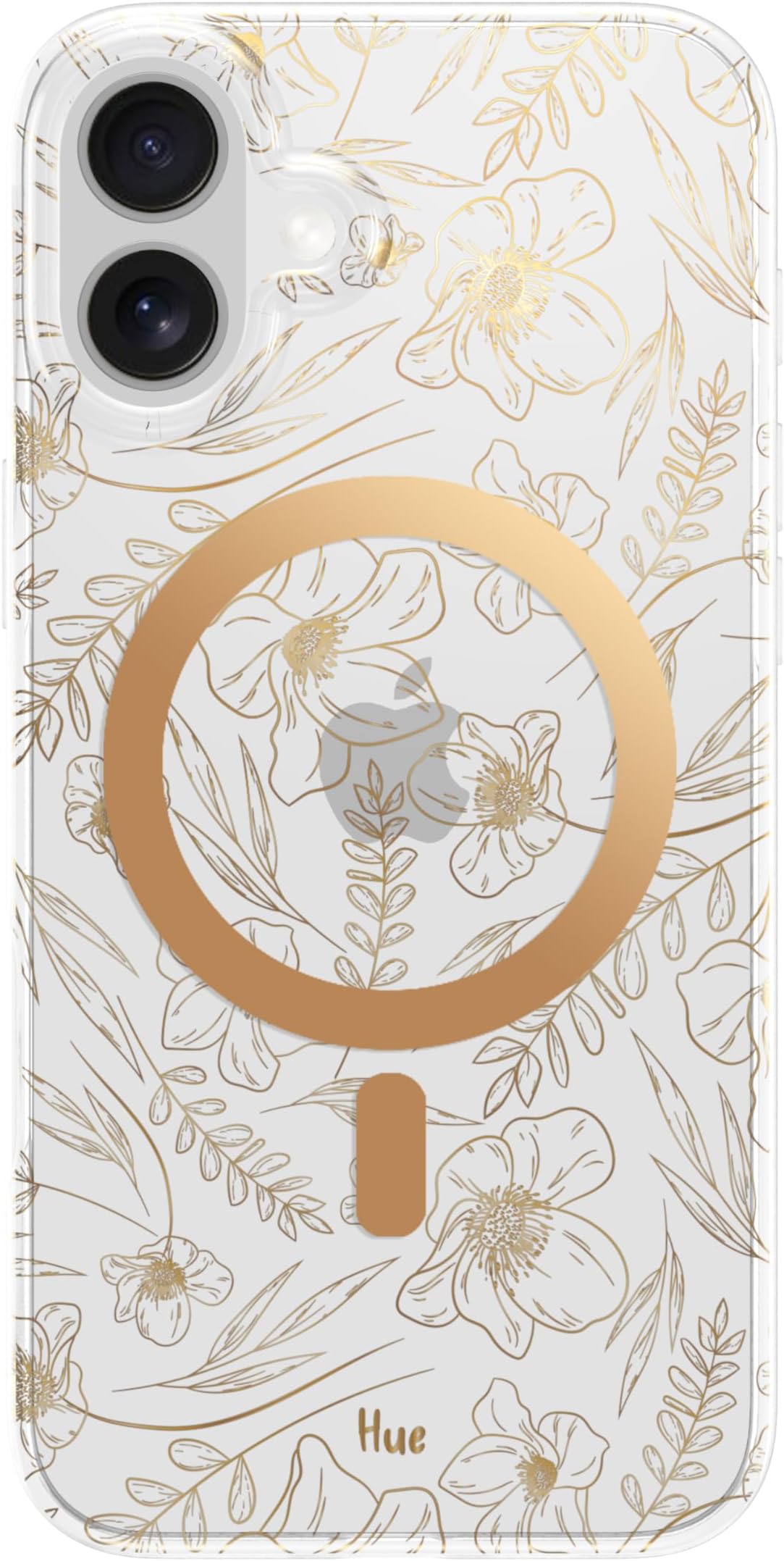 LONLI Hue for iPhone 16 Plus Case, Golden Floral Elegant Aesthetic