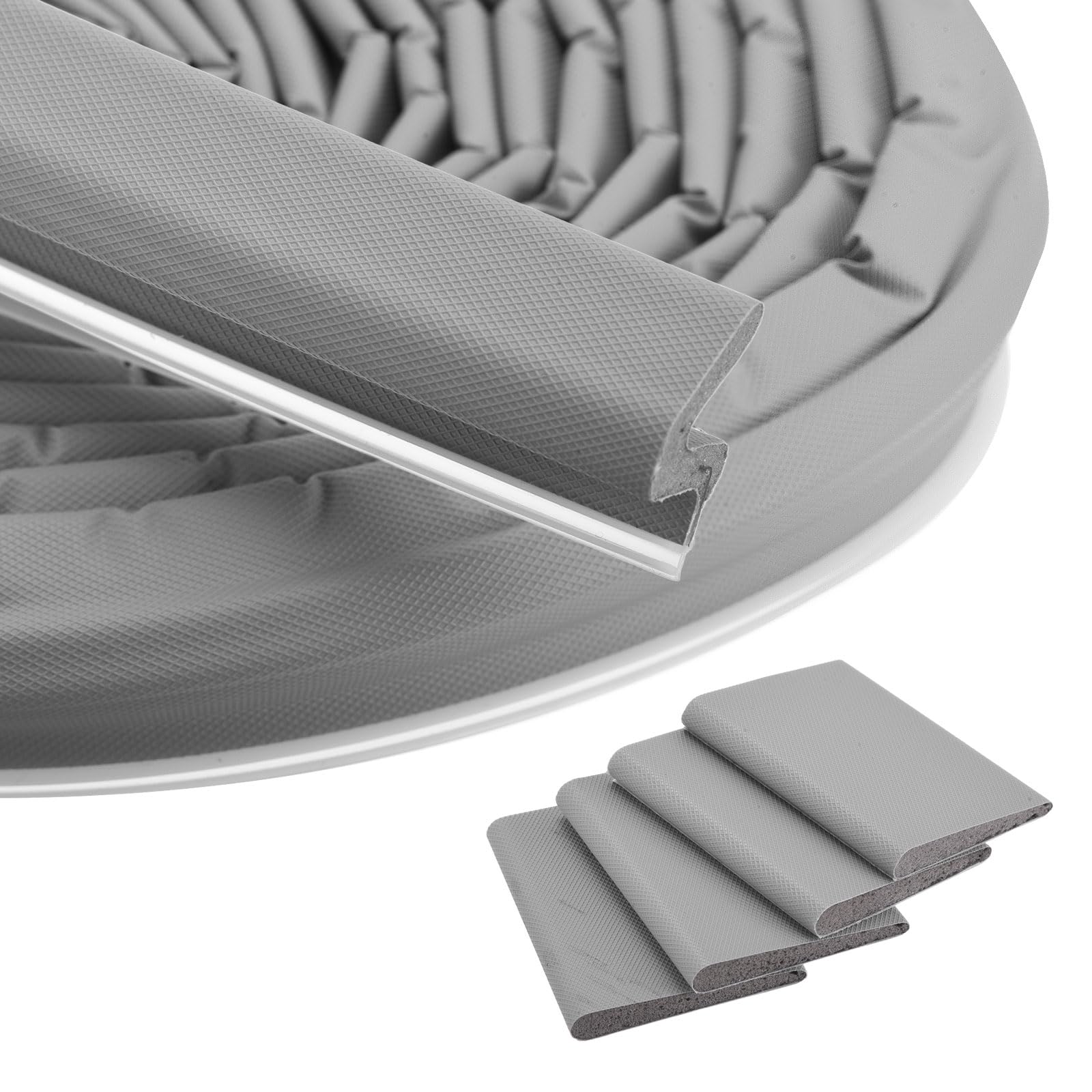 sourcing map Door Weather Stripping, 19.69 ft V-Shaped Kerf Front Exterior Door Frame Weather Stripping with 4 Corner Seals for Soundproof Entry Interior Frame Window Gap Filler, Grey