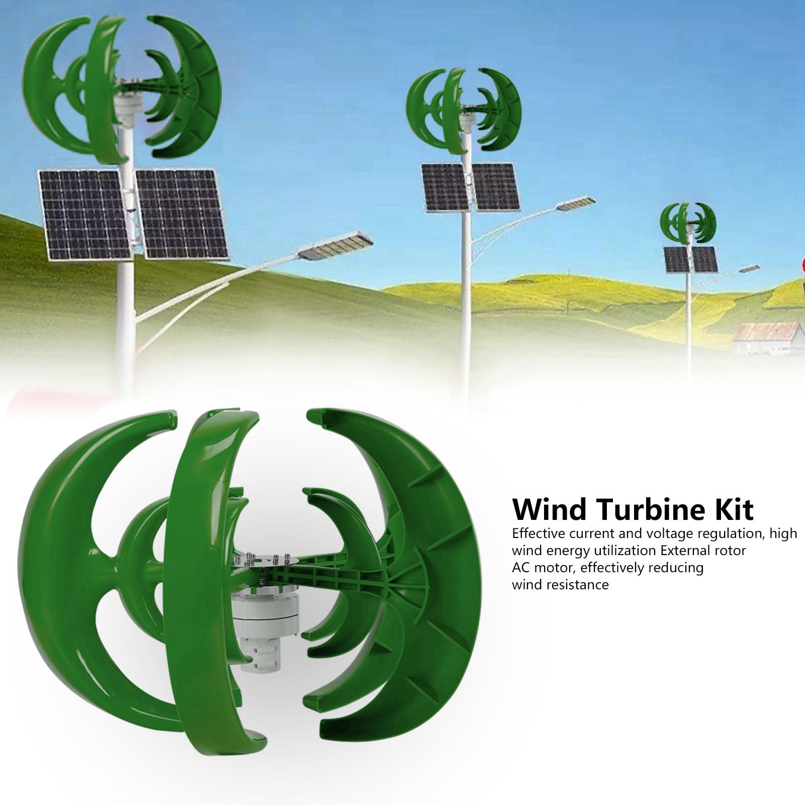 Generador de Rotor Externo de 5 Palas, Turbina Eólica de 1200W, Piezas de Montaje Duraderas para Barcos y Cabinas (12V)