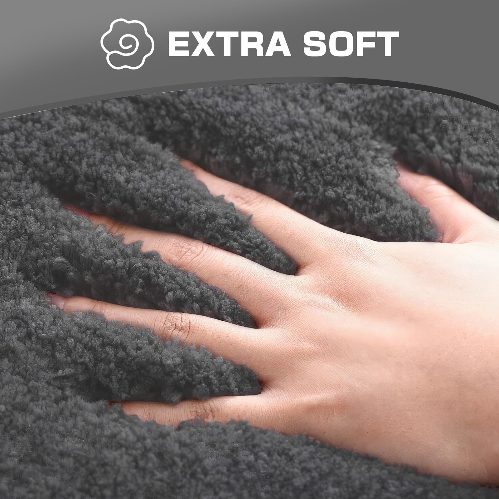 wyewye Microfibre Bath Mat, 2cm Super Thick Bath Rug, Super Absorbent Bathroom Rug 40x60cm Deep Grey, 40 x 60 cm - Image 3