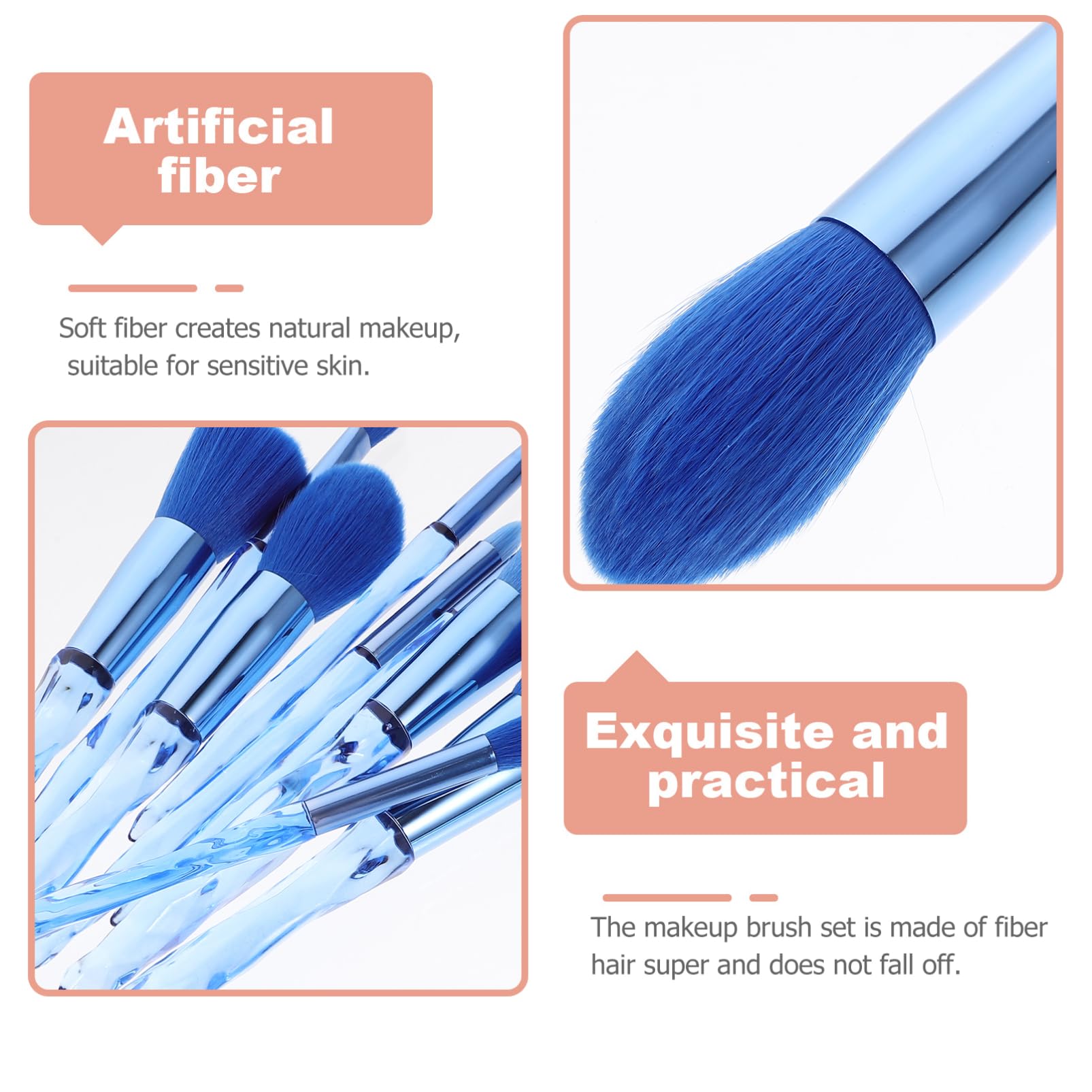 FRCOLOR Juego Completo De 3 Pinceles De Maquillaje: Incluye Base Rubor Lápiz Labial Sombra De Ojos Cerdas Suaves Y Densas (10 Unidades)