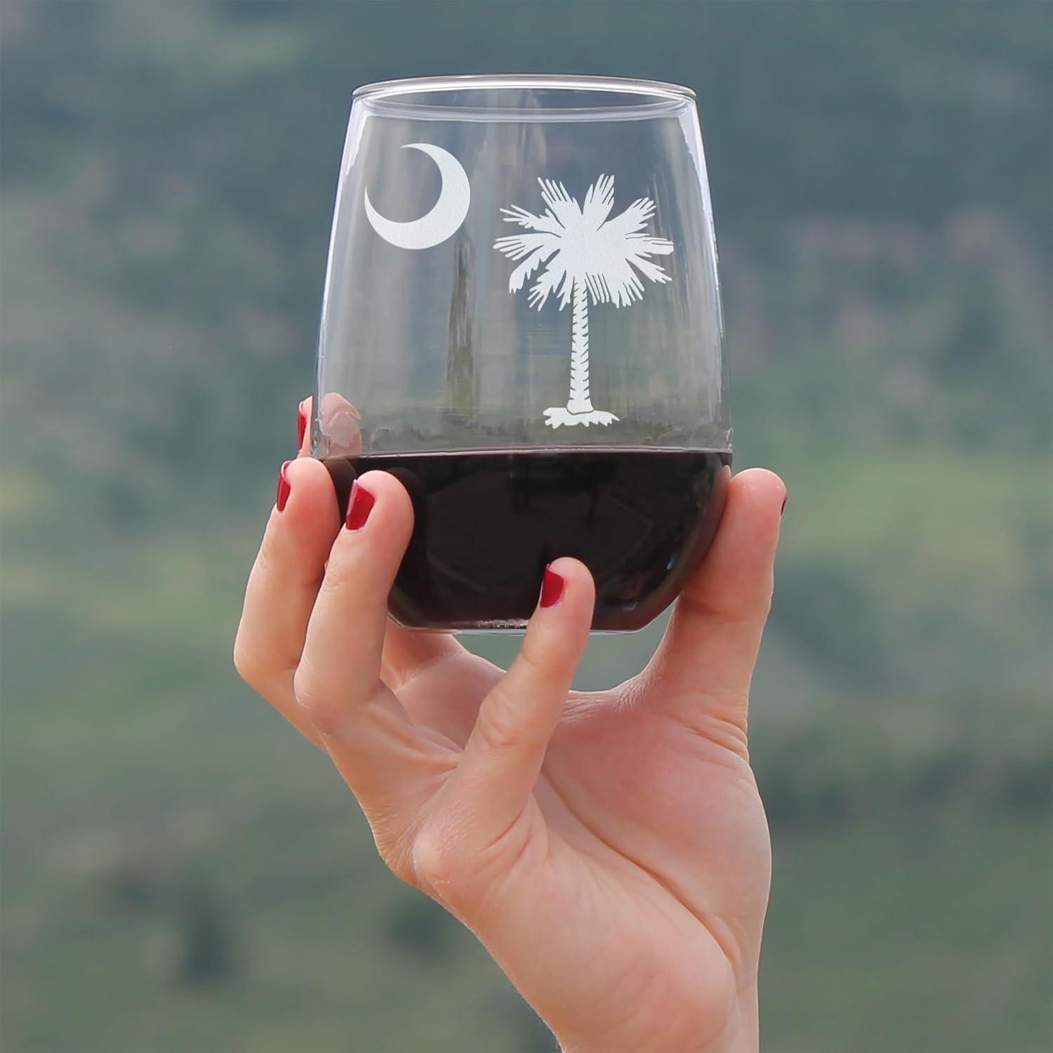 Bevvee South Carolina Flag - Stemless Wine Glasses - Set of 2 - State Themed Drinking Decor and Gifts for South Carolinians - Large 17 Ounce