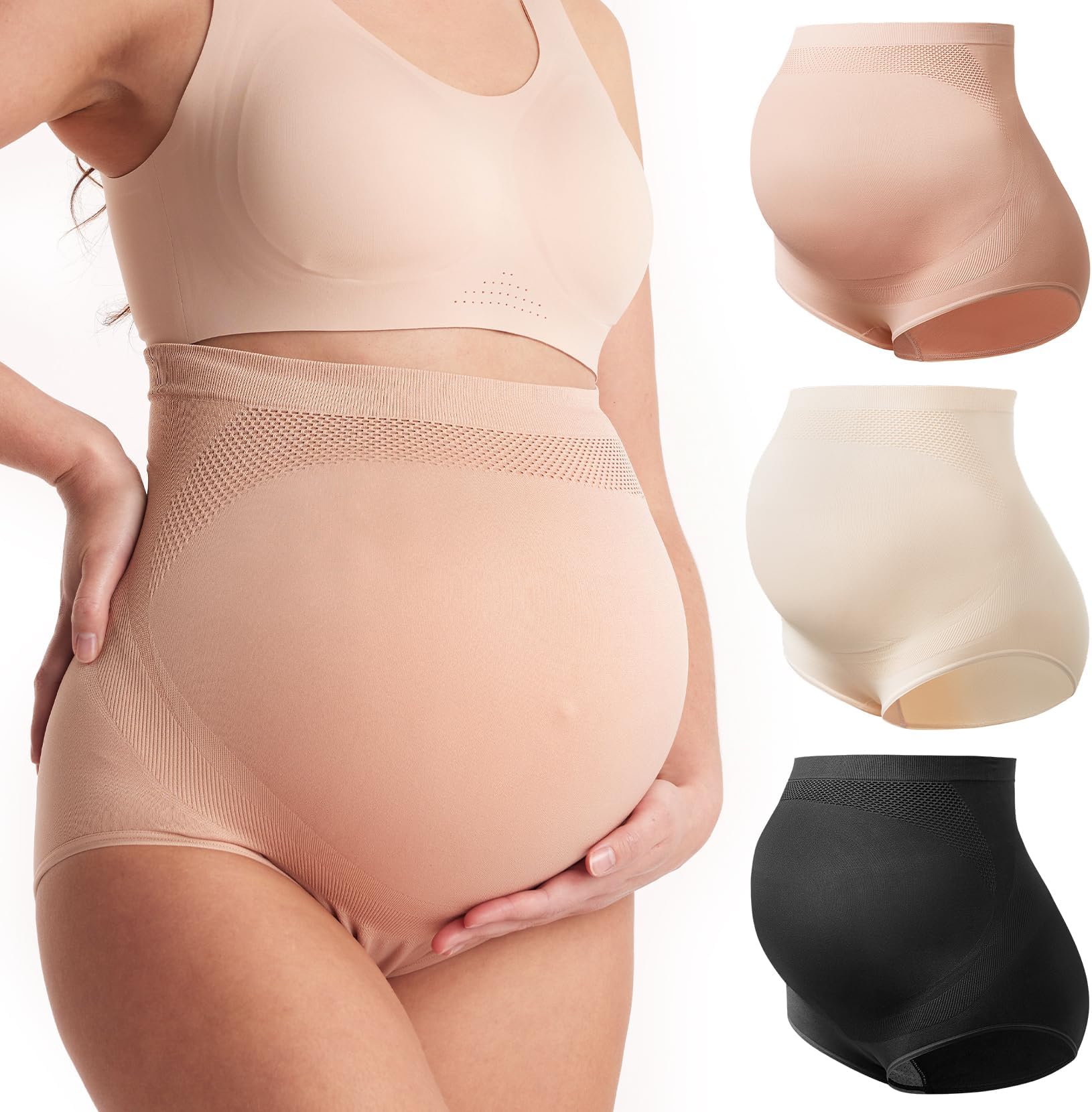 - Momcozy Women's Maternity High Waist Underwear Pregnancy Soft Seamless Maternity Underwear Over Bump