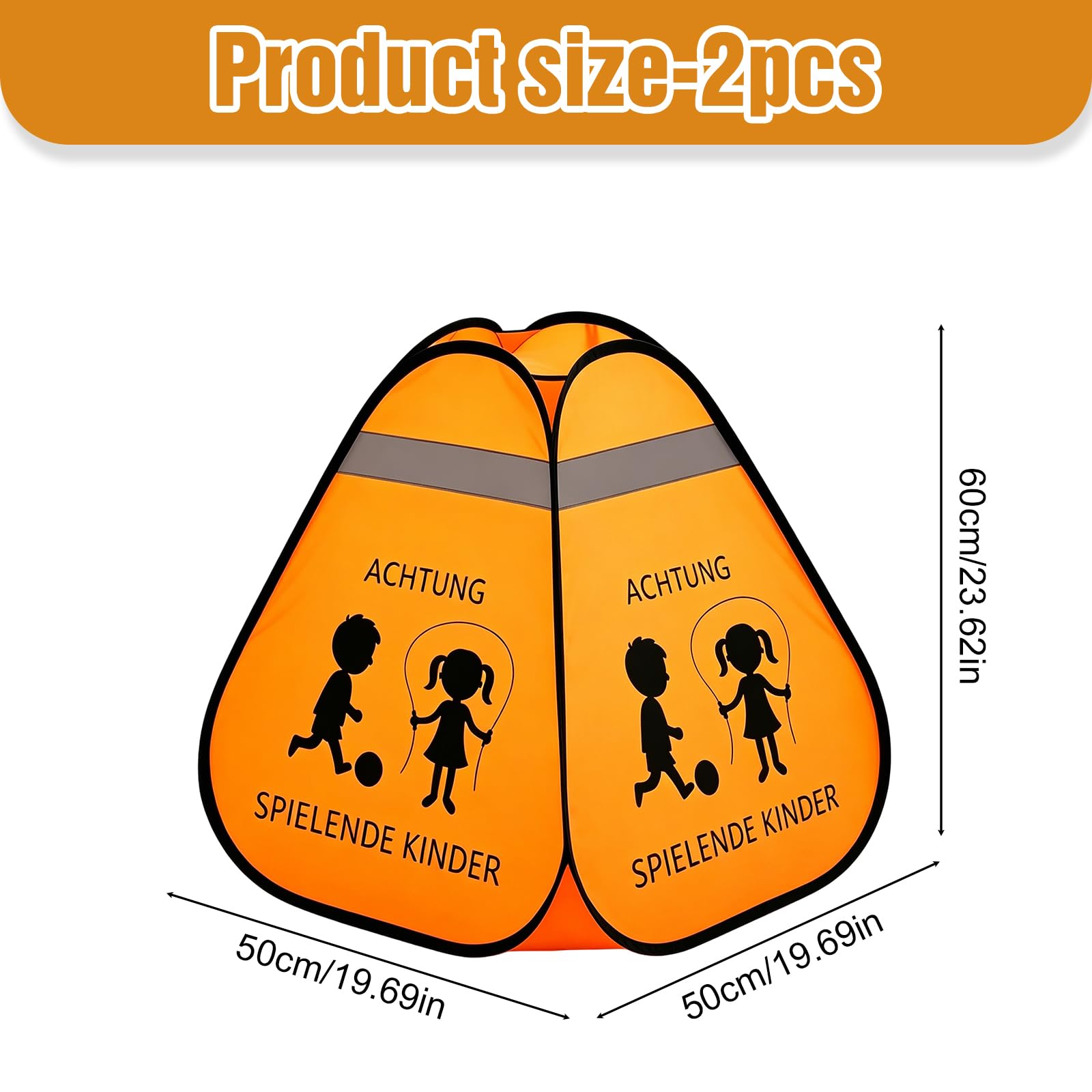 2 Stück Straßenwarnschild Achtung, Achtung Spielende Kinder, Schild Spielende Pop Up, Straßenwarnschild Kinder Schild, Faltbar Verkehrswarnschilder für Außeneinsatz(Orange)
