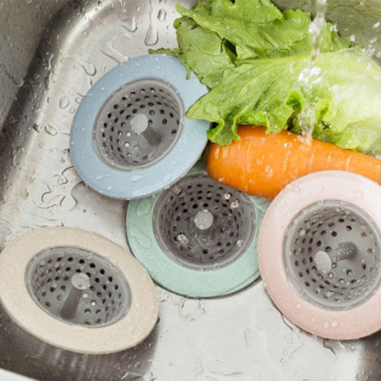 4 Pieces Kitchen Sink Strainer, 2 Pieces Silicone Drain Pad, Silicone Sink Strainer, Kitchen Sink Cover, Plug Hole Strainer - Image 4