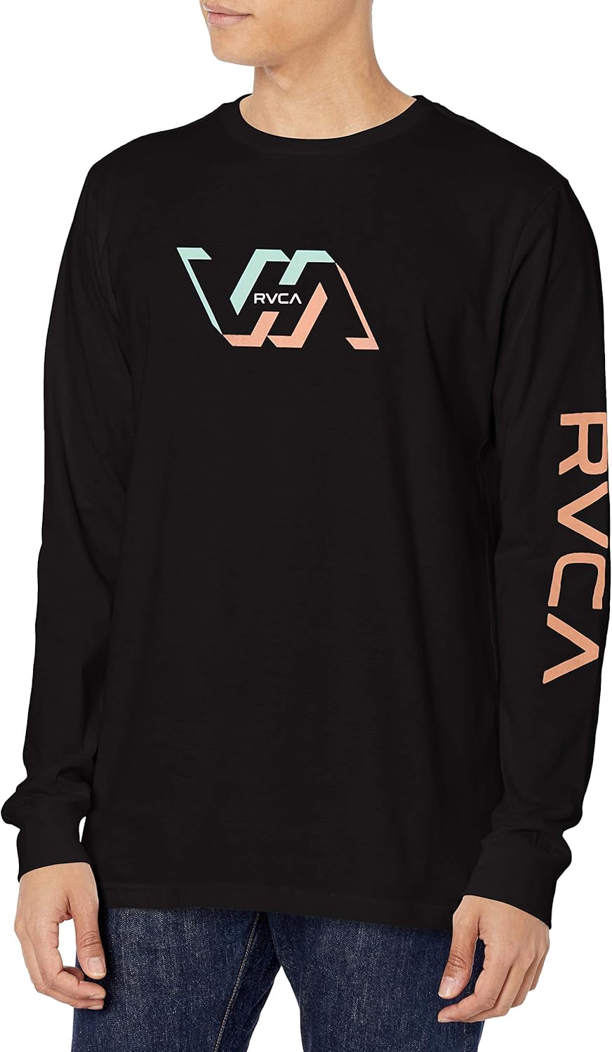 RVCA Men's Graphic Long Sleeve Crew Neck Tee Shirt
