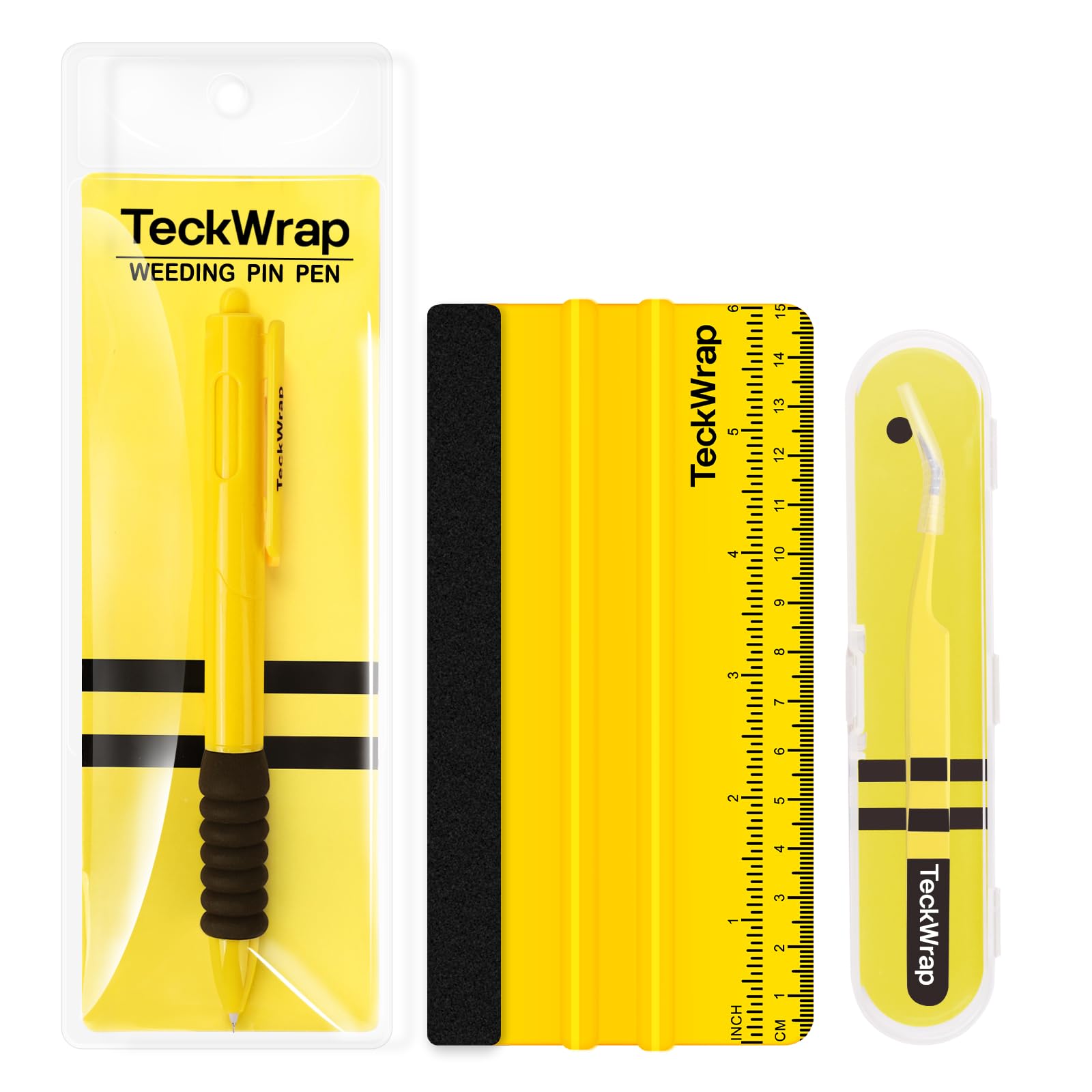 TECKWRAPScraper Crafting Tool Set - 3 PCS Precision Craft Vinyl Basic Tool Kit, Pin Pen, Tweezers, Vinyl Squeegee, Weeding Tool Kits for Vinyl, Paper, Iron-on Projects