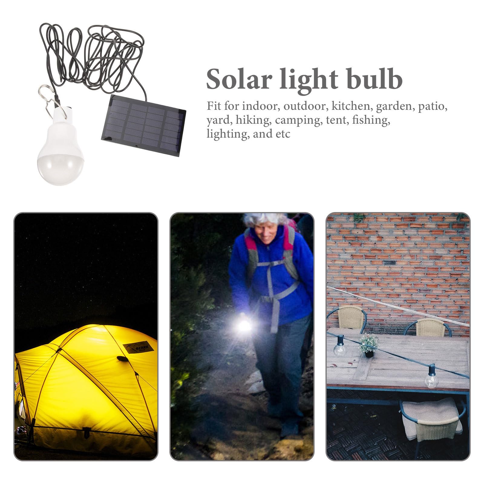 Lámparas Solares para Camping 2 Piezas Alta Luminosidad y Batería de 800mah para Iluminación Interior y Exterior Abs