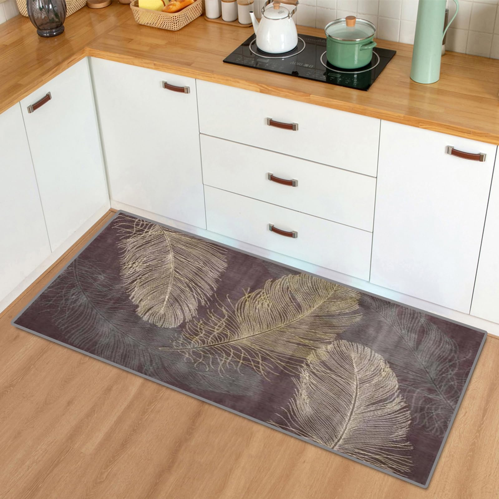 Alfombra Corredor Larga Antideslizante 60x320cm marrón Alfombras de Cocina Lavables Absorbente Alfombra de Estrecha Pasillo Moderna para Corredor Cocina Lavandería Entrada Puerta Pasillos