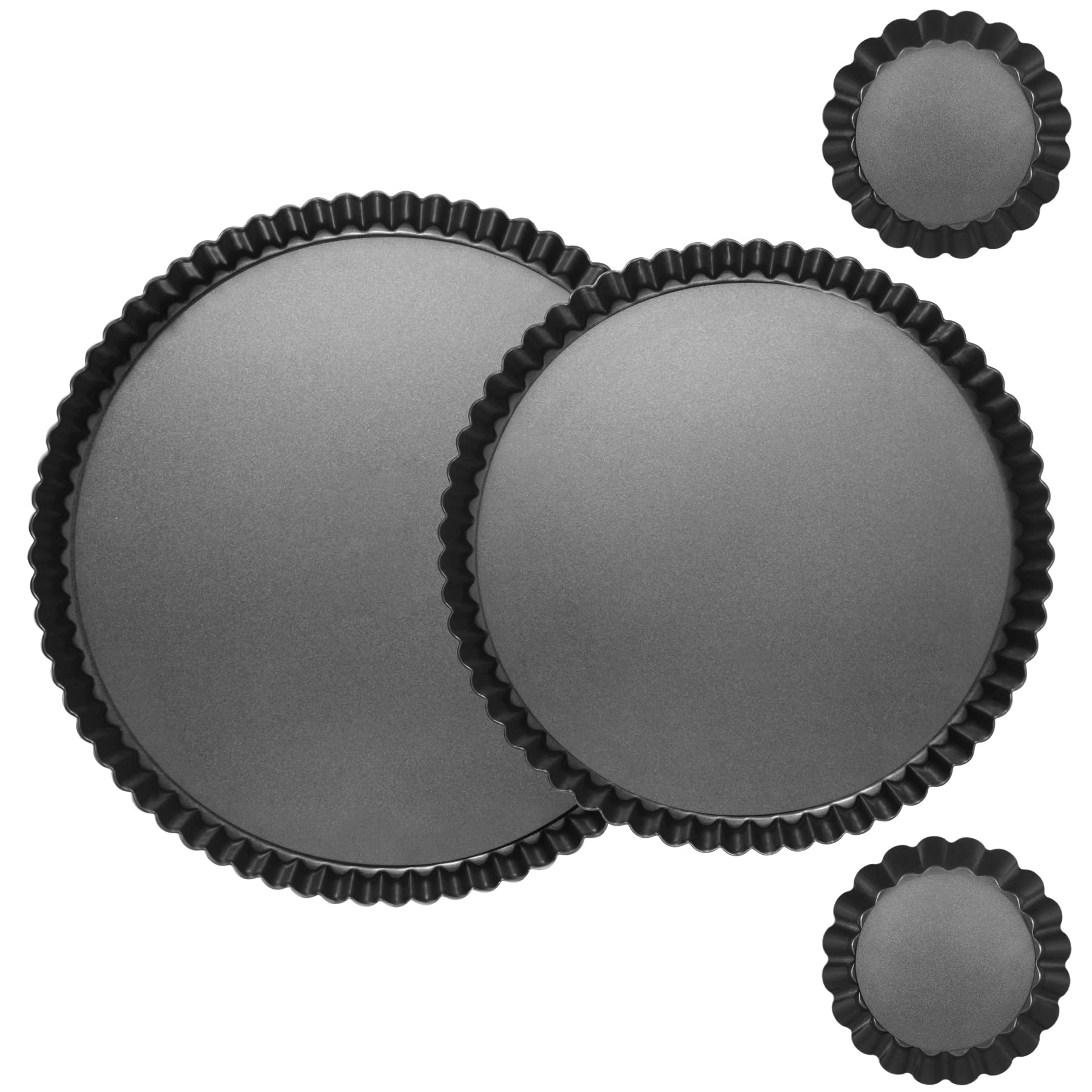 4 Pcs Tart Pans with Removable Bottoms, 11 Inch 9 Inch Pie Pans for