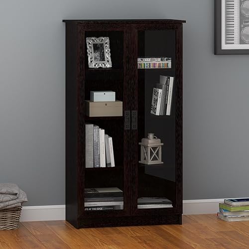 Miniatura 3 de Ameriwood Home Estantería de 4 niveles con puerta de cristal Quinton Point, Espresso