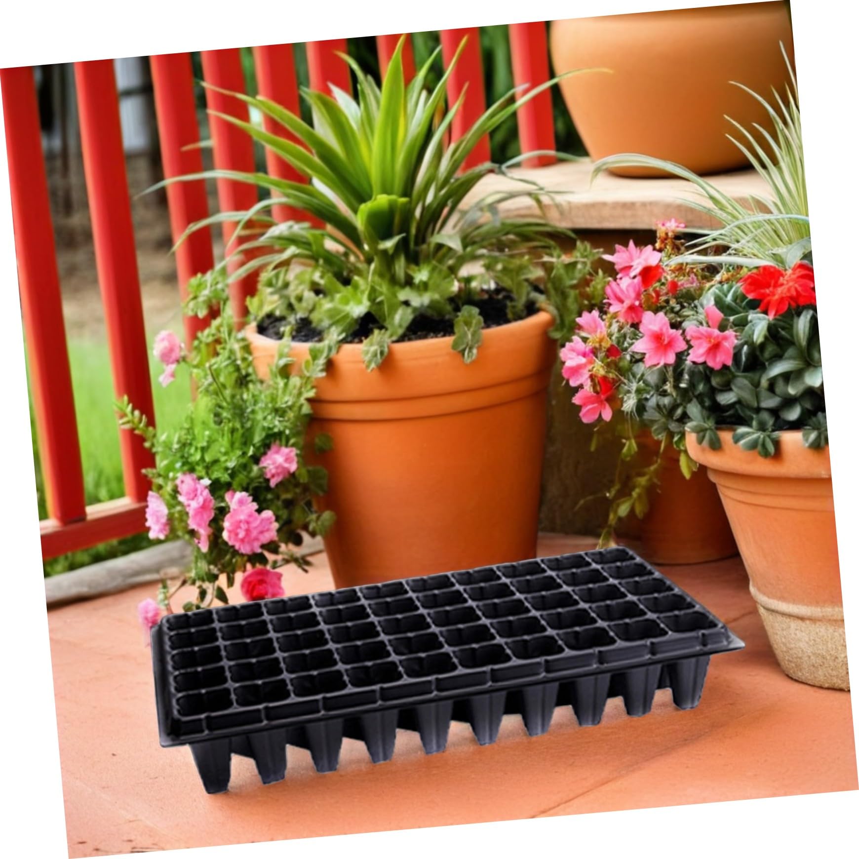 Plateau de Démarrage pour Jardin 10 Pièces 50 Cellules en Plastique Noir