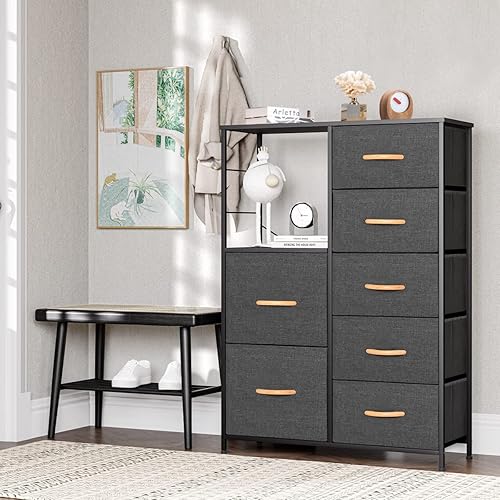 Miniatura 2 de Organizador de almacenamiento de tela, 7 cajones con estantes, armarios de almacenamiento de tela, unidades de almacenamiento, marco de acero, parte