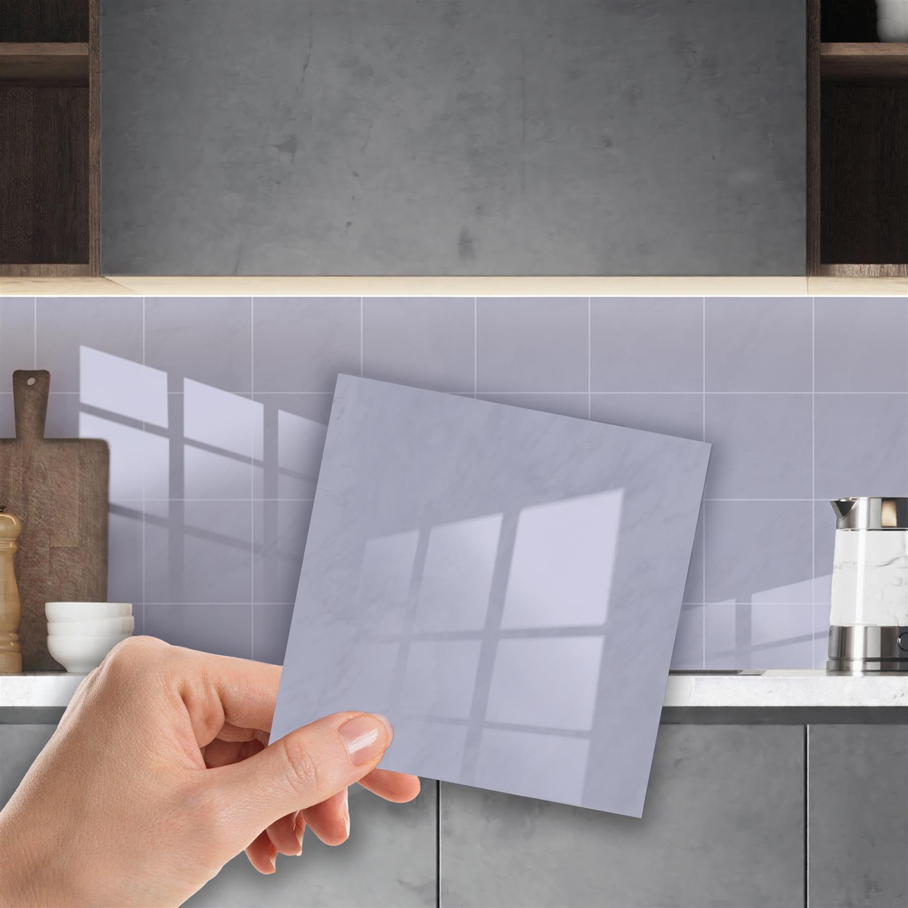 Walplus Glossy Marble Thick Peel And Stick Wall Tiles Stickers24Pcs Self Adhesive Stick On Tiles For KitchenLight Grey from B&Q