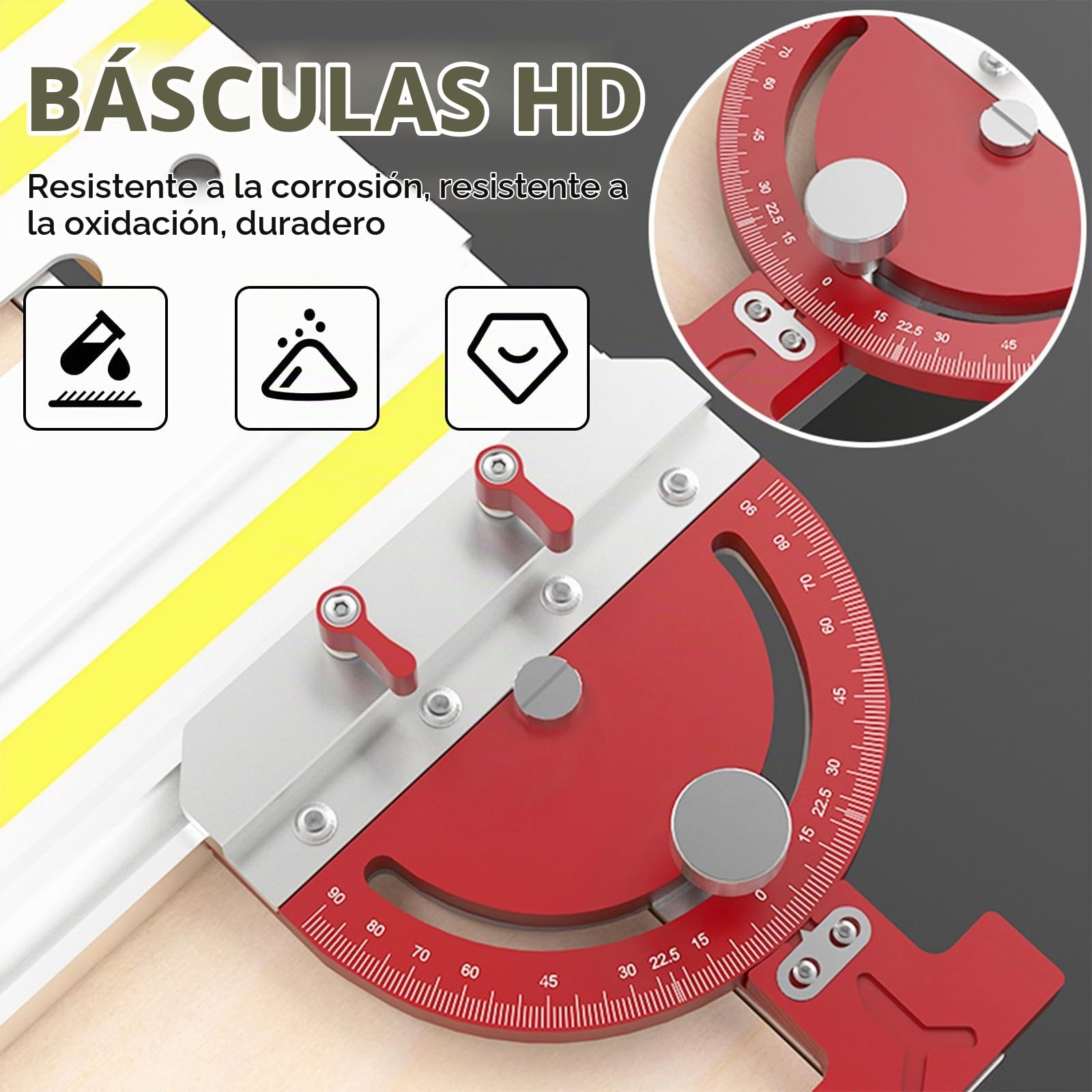 Guía de Ingletes para Sierra de Mesa, Accesorios de Riel Guía de Acero Inoxidable Dispositivo Auxiliar de Guía de ángulo Recto Multiángulo de -65° a 65° para Festool Riel