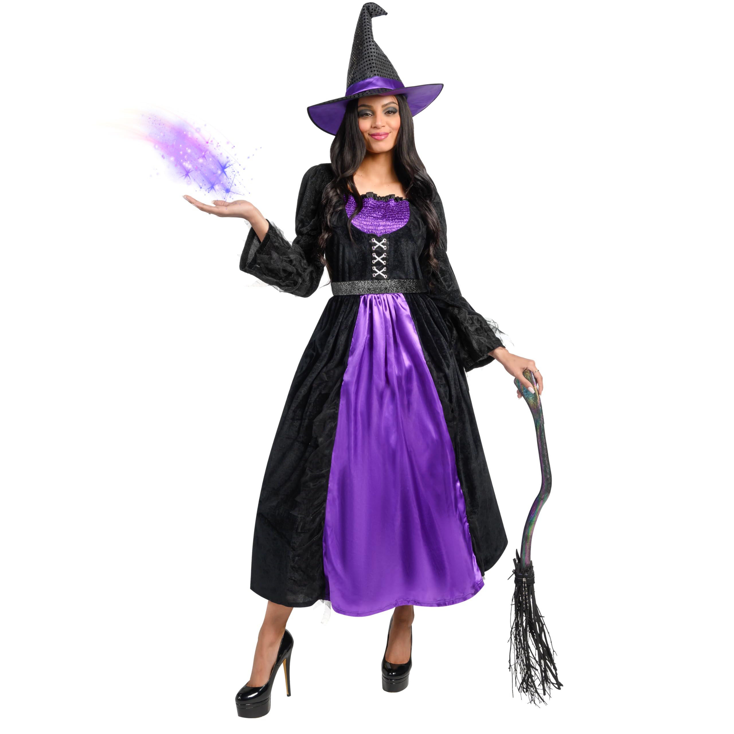 Spooktacular Creations Witch Costume Women, Womens Halloween Costumes 2025 with Witch Dress Hat Accessories for Cosplay