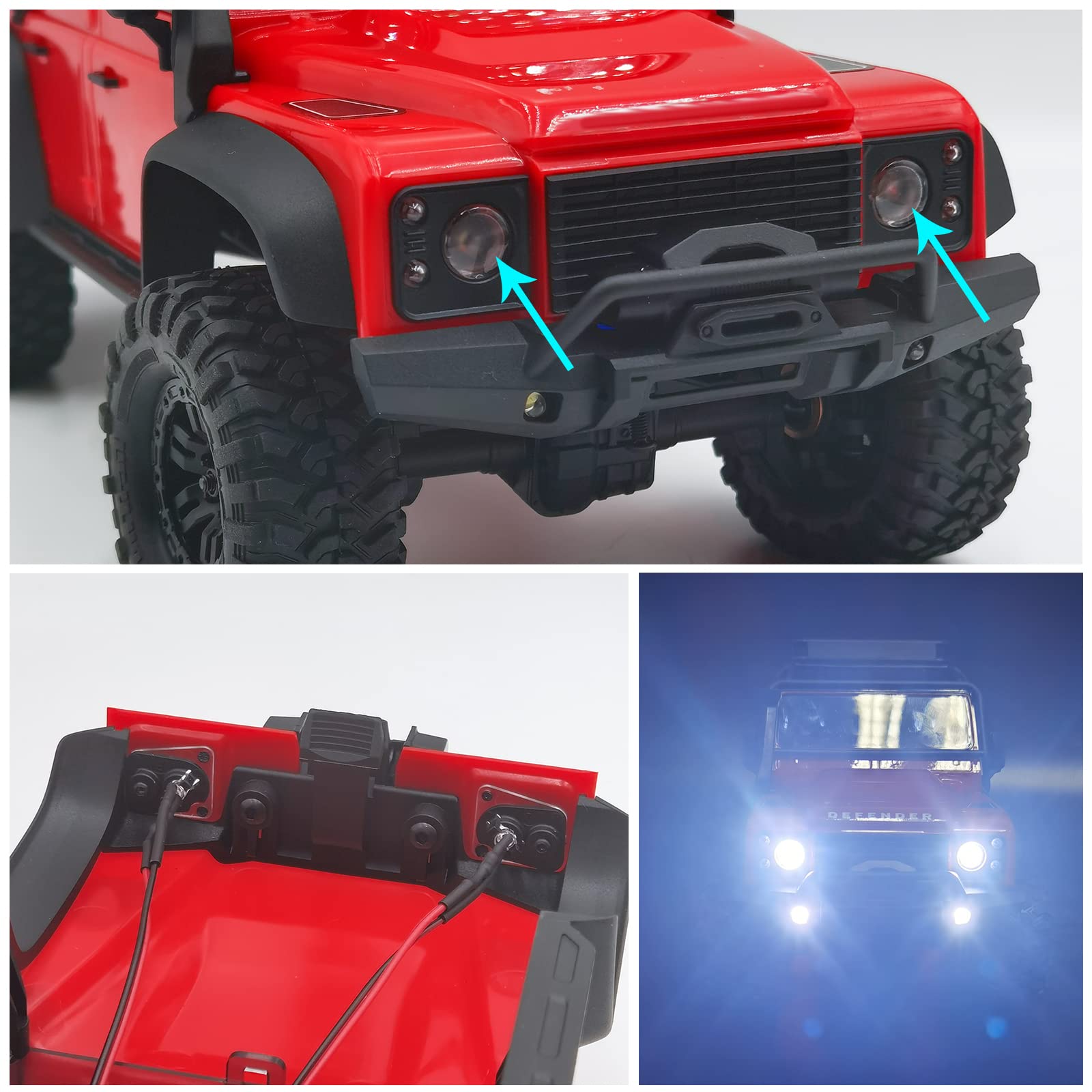 Kit Phares LED Avant/arrière Pour TRX4M 1/18 – Blancs Et Rouges – Installation Facile – Compatible Directe