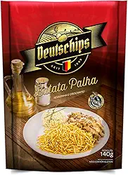 Batata Palha Tradicional Deutschips 140G, Batata Frita Palha Fina Sabor Tradicional, Vermelho